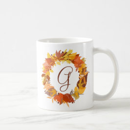 紅葉リースパーソナライズされたモノグラムマグ コーヒーマグカップ