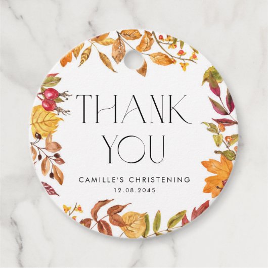 紅葉リース《キリスト教》洗礼式や命名式ありがとう フェイバータグ (正面)