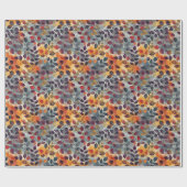 紅葉レッドベージュブルーサンクスギビング ラッピングペーパー (フラット)