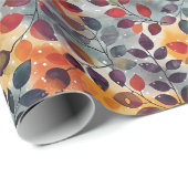 紅葉レッドベージュブルーサンクスギビング ラッピングペーパー (ロールコーナー)