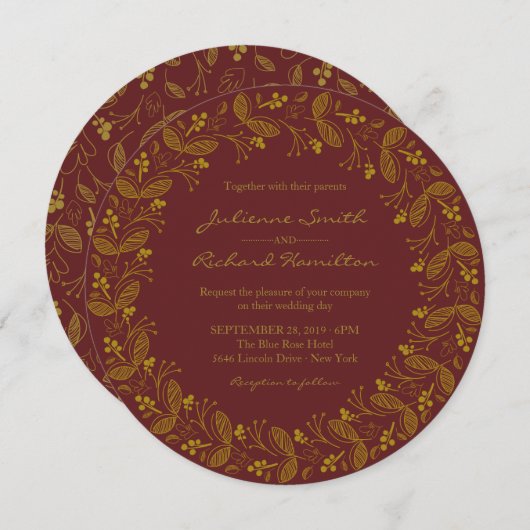 紅葉ロマンチック秋の結婚式 招待状 (正面/裏面)