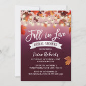 紅葉ワインレッド秋インラブブライダルシャワー 招待状 (正面)