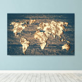 紅葉ワールドマップウォールアート キャンバスプリント (インサイチュ (ウッドフロア))