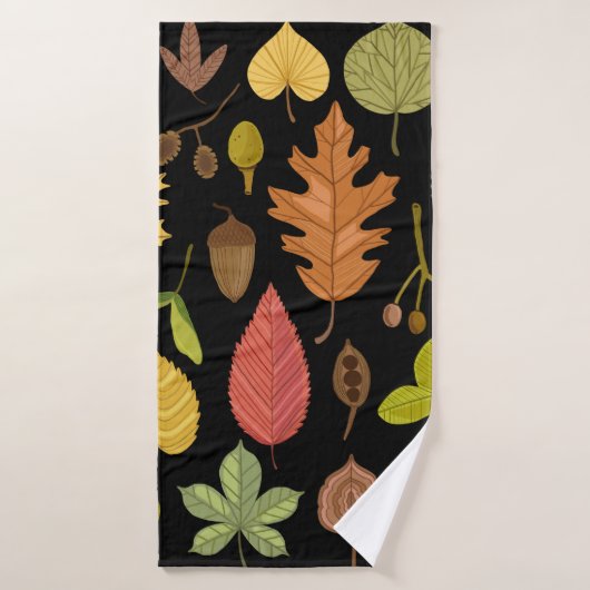 紅葉ヴィンテージセットを黒の背景で分離 バスタオル (バスタオル)