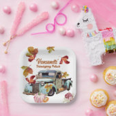 紅葉ヴィンテージブルートラックカボチャ ペーパープレート (パーティー)