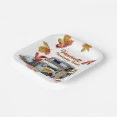 紅葉ヴィンテージブルートラックカボチャ ペーパープレート (傾斜あり)