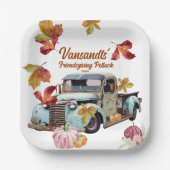 紅葉ヴィンテージブルートラックカボチャ ペーパープレート (正面)