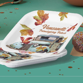 紅葉ヴィンテージブルートラックカボチャ ペーパープレート