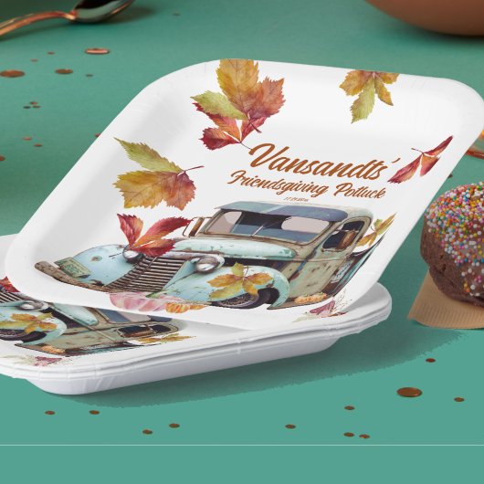 紅葉ヴィンテージブルートラックカボチャ ペーパープレート