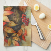 紅葉ヴィンテージ水彩秋色 キッチンタオル (四つ折り)