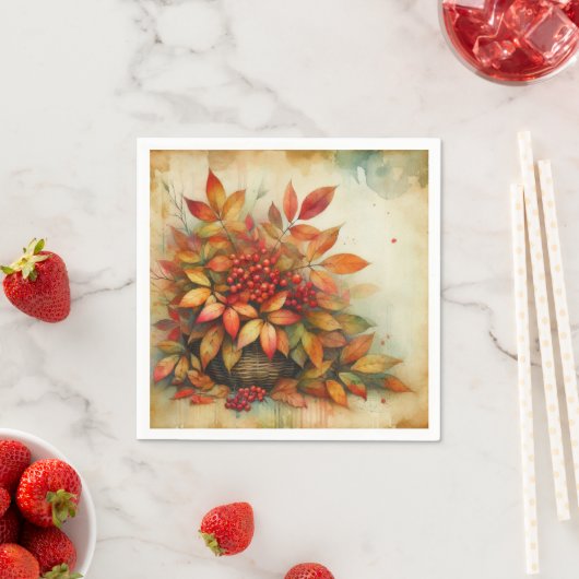 紅葉ヴィンテージ水彩秋色 スタンダードカクテルナプキン (インサイチュ)