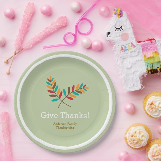 紅葉与え感謝していパーソナライズされた、感謝祭 ペーパープレート (パーティー)