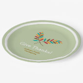 紅葉与え感謝していパーソナライズされた、感謝祭 ペーパープレート (アングル)