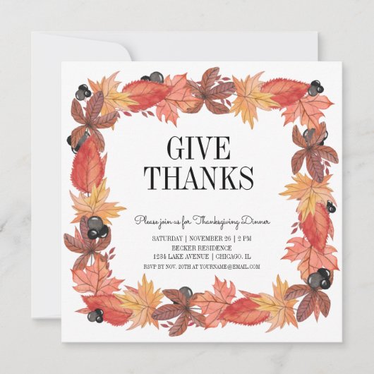 紅葉与え感謝してい感謝祭招待状 招待状 (正面)
