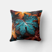 "紅葉交響曲：秋の葉の雨滴" クッション (裏面)