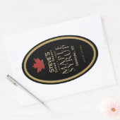 紅葉付きブラックメープルシロップのラベル 楕円形シール (封筒)