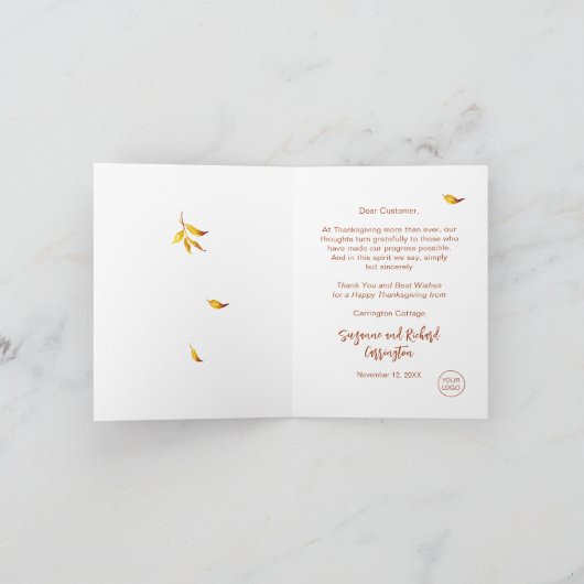 紅葉会社の感謝状グリーティングカード シーズンカード (内部)