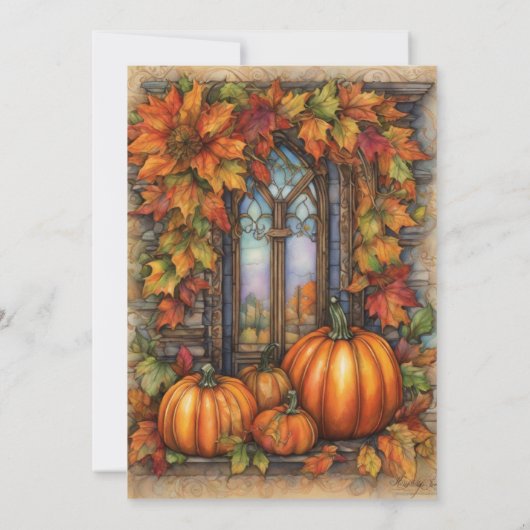 紅葉写真の結婚式の日付の保存 セーブザデート (裏面)