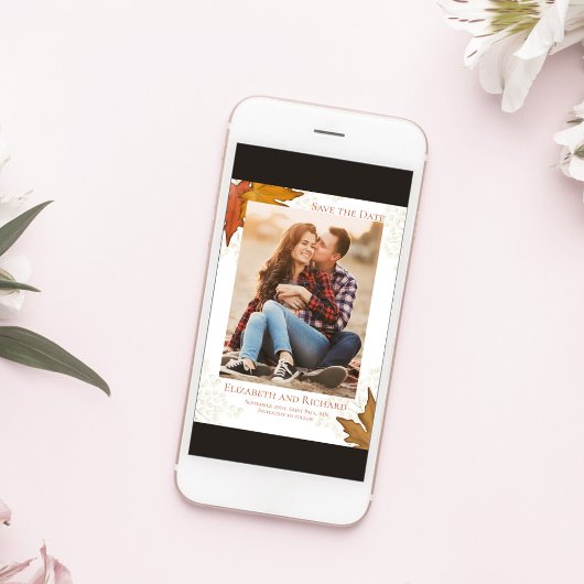 紅葉写真の結婚式の日付の保存 セーブザデート