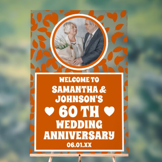紅葉写真60結婚周年フロステッド アクリルサイン (ニュートラル)