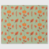 紅葉及びカボチャのシームレスラッピング紙 ラッピングペーパー (フラット)