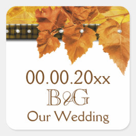 紅葉国の結婚式のシール#3 スクエアシール