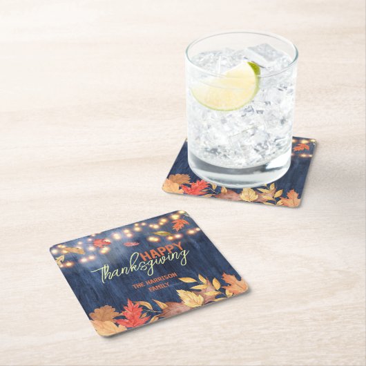 紅葉妖精ライトオンウッドサンクスギビング スクエアペーパーコースター (インサイチュ)