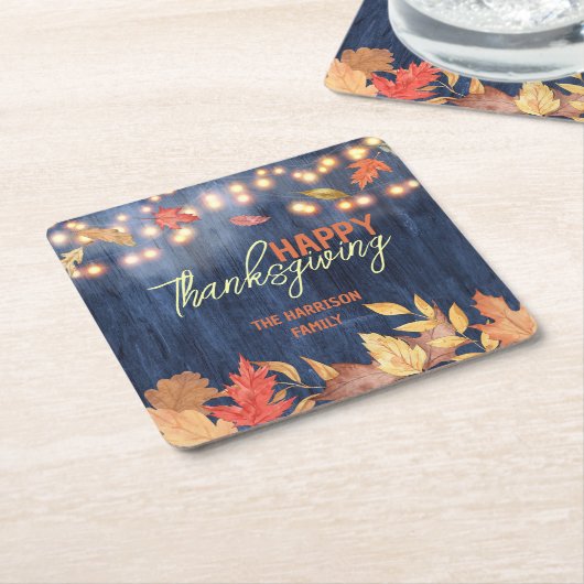 紅葉妖精ライトオンウッドサンクスギビング スクエアペーパーコースター (アングル)