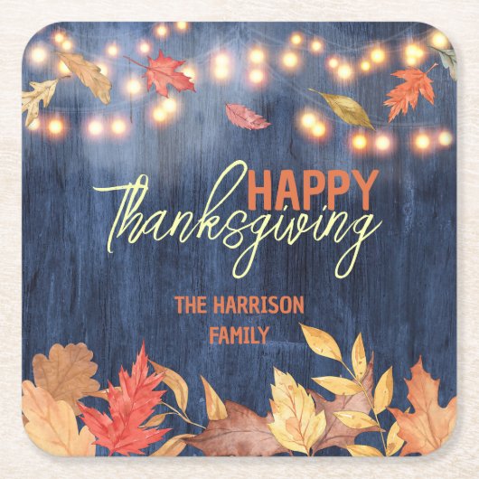 紅葉妖精ライトオンウッドサンクスギビング スクエアペーパーコースター (正面)