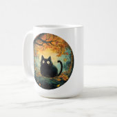 紅葉居心地の良い秋黒猫のための魔法 コーヒーマグカップ (正面左)