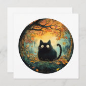 紅葉居心地の良い秋黒猫のための魔法 サンキューカード (正面/裏面)