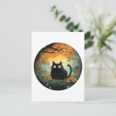 紅葉居心地の良い秋黒猫のための魔法 ポストカード (スタンド正面)