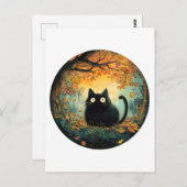 紅葉居心地の良い秋黒猫のための魔法 ポストカード (正面/裏面)