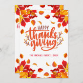 紅葉幸せな感謝祭の招待 招待状 (正面/裏面)