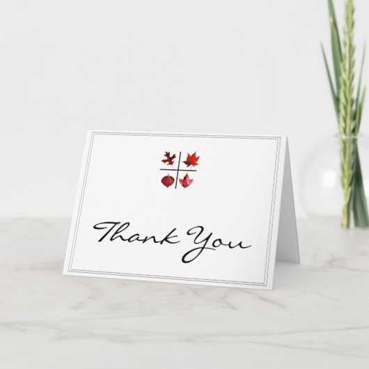 紅葉広場 - 赤橙色の落ち葉デザイン サンキューカード (正面)