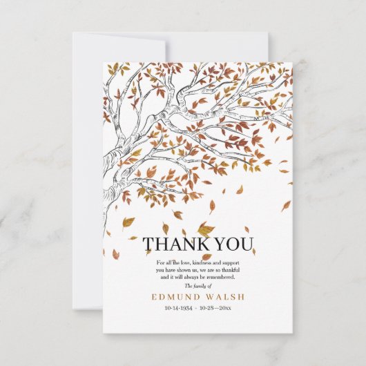 紅葉悔やみや弔慰サンキューカード 招待状 (正面)