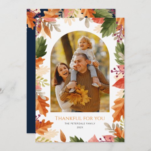 紅葉感謝の写真グリーティングカード サンキューカード (正面/裏面)