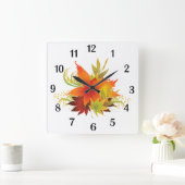 紅葉感謝祭の黒い数字 スクエア壁時計 (ホーム)