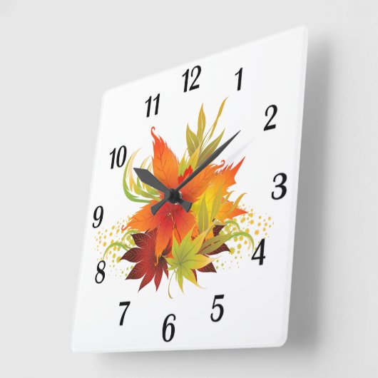 紅葉感謝祭の黒い数字 スクエア壁時計 (傾斜)