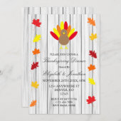 紅葉感謝祭ターキー素朴ウッド 招待状 (正面/裏面)