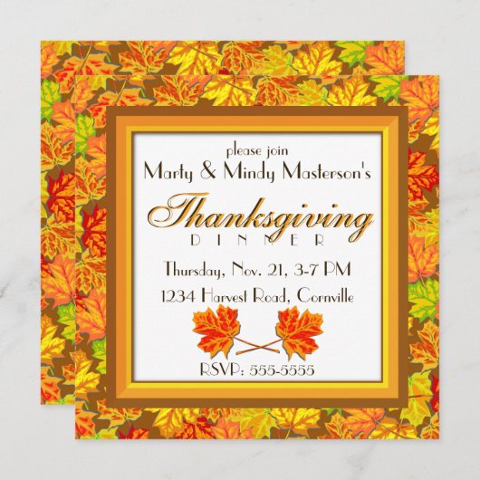 紅葉感謝祭ディナーパーティの招待状 招待状 (正面/裏面)