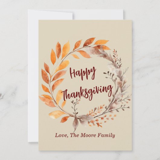 紅葉感謝祭ディナー編集可能 招待状 (裏面)