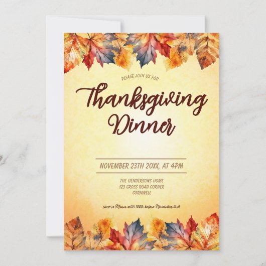 紅葉感謝祭ディナー 招待状 (正面)