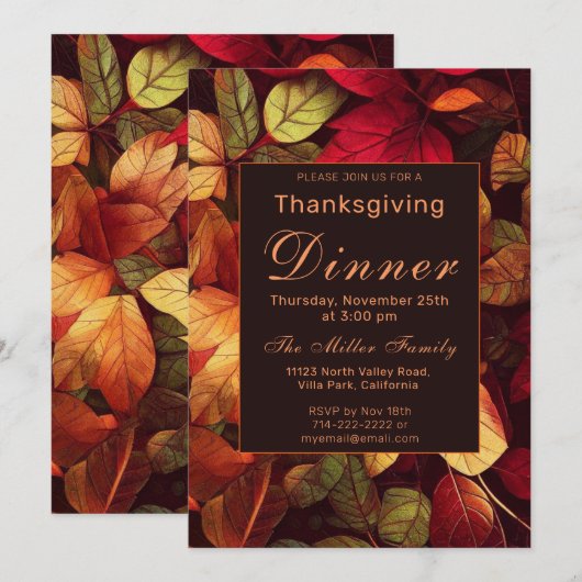 紅葉感謝祭ディナー 招待状 (正面/裏面)
