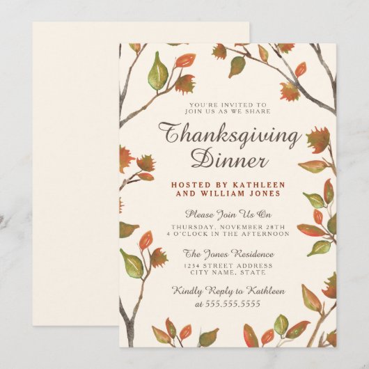紅葉感謝祭ディナー 招待状 (正面/裏面)
