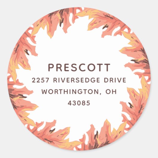 紅葉感謝祭差出人住所 ラウンドシール (正面)