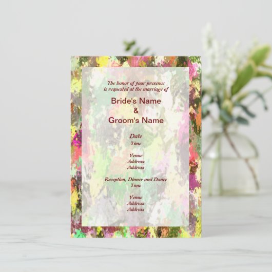 紅葉抽象芸術結婚式の招待 招待状 (スタンド正面)