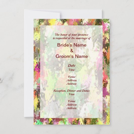 紅葉抽象芸術結婚式の招待 招待状 (正面)