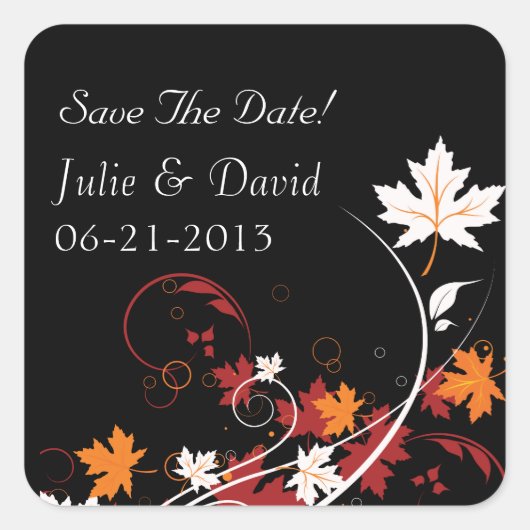 紅葉抽象芸術結婚式の日付の保存 スクエアシール (正面)