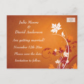 紅葉抽象芸術結婚式の日付の保存 案内ポストカード (裏面)